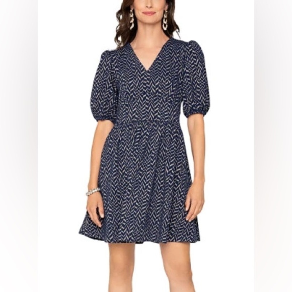Leota Jacquard puff sleeve dress 1X NWOT *read